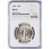 Image 1 : 1941 Walking Liberty Half Dollar Coin NGC MS61