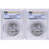 Image 1 : Lot of (2) 2018 South Africa Krugerrand Silver Coins PCGS MS70 First Issue