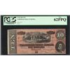 Image 1 : 1864 $10 Confederate States of America Note T-68 PCGS New 62PPQ