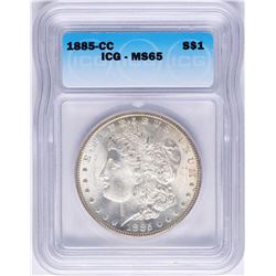 1885-CC $1 Morgan Silver Dollar Coin ICG MS65
