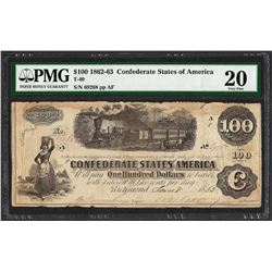 1863 $100 Confederate Signed by Geo. Dashiell Capitan & Quartermaker PMG Very Fi
