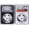 Image 1 : Lot of (2) 2018 China Panda Silver Coins NGC MS70 Early Releases