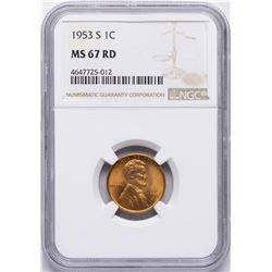 1953-S Lincoln Wheat Cent Coin NGC MS67RD