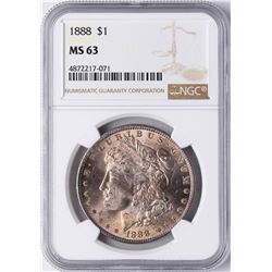 1888 $1 Morgan Silver Dollar Coin NGC MS63 Nice Toning