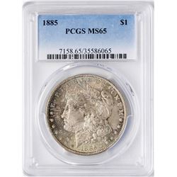 1885 $1 Morgan Silver Dollar Coin PCGS MS65
