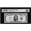Image 1 : 1953B $5 Silver Certificate Note Fr.1657 PMG Gem Uncirculated 66EPQ