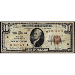 1929 $10 Federal Reserve Note Boston