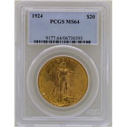 1924 $20 St. Gaudens Double Eagle Gold Coin PCGS MS64