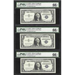 Lot of (3) 1957A $1 Silver Certificate Notes Fr.1620 PMG Gem Uncirculated 66EPQ