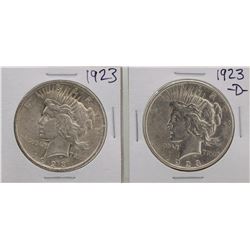 Lot of 1923 & 1923-D $1 Peace Silver Dollar Coins