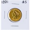 Image 1 : 1881 $5 Liberty Head Half Eagle Gold Coin