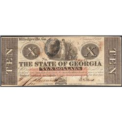 1862 $10 The State of Georgia Obsolete Note