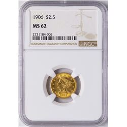 1906 $2 1/2 Liberty Head Quarter Eagle Gold Coin NGC MS62