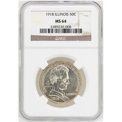 1918 Illinois Centennial Commemorative Half Dollar Coin NGC MS64