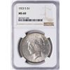Image 1 : 1923-S $1 Peace Silver Dollar Coin NGC MS60