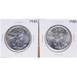 Lot of (2) 1989 $1 American Silver Eagle Coins