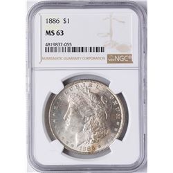 1886 $1 Morgan Silver Dollar Coin NGC MS63