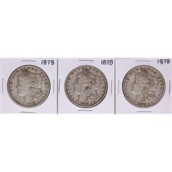 Lot of (3) 1878 $1 Morgan Silver Dollar Coins