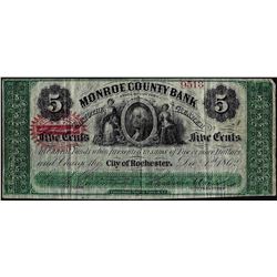 1862 $1 Monroe County Bank Rochester, NY Obsolete Note