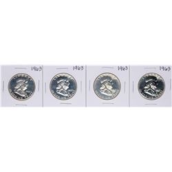 Lot of (4) 1963 Proof Franklin Half Dollar Coins