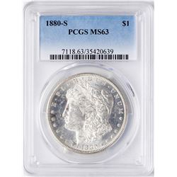 1880-S $1 Morgan Silver Dollar Coin PCGS MS63