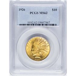 1926 $10 Indian Head Eagle Gold Coin PCGS MS62