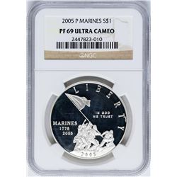2005-P $1 Marines Silver Commemorative Coin NGC PF69 Ultra Cameo