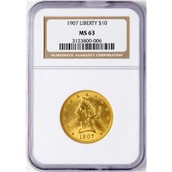1907 $10 Liberty Head Eagle Gold Coin NGC MS63