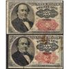 Image 1 : Lot of (2) 1874 Fifth Issue 25 Cent Fractional Currency Notes