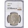 Image 1 : 1925-S $1 Peace Silver Dollar Coin NGC AU53