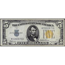 1934A $5 North Africa WWII Emergency Issue Silver Certificate Note