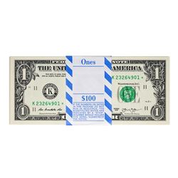 Pack of (100) Consecutive 2013 $1 Federal Reserve STAR Notes Dallas