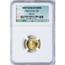 1986 $5 American Gold Eagle Coin NGC MS69 First Year of Issue