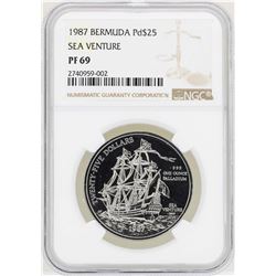 1987 Bermuda $25 Palladium Sea Venture Coin NGC PF69