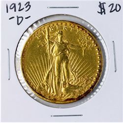 1923-D $20 St. Gaudens Double Eagle Gold Coin