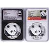 Image 1 : Lot of (2) 2018 China Panda Silver Coins NGC MS70 Early Releases