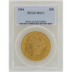 1904 $20 Liberty Head Double Eagle Gold Coin PCGS MS62