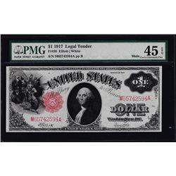 1917 $1 Legal Tender Note Mule Fr.38 PMG Choice Extremely Fine 45EPQ