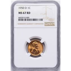 1950-D Lincoln Wheat Cent Coin NGC MS67RD