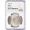 Image 1 : 1896 $1 Morgan Silver Dollar Coin NGC MS63