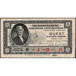 June 24, 1924 Democratic National Convention New York Ticket