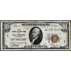 1929 $10 Federal Reserve Note San Francisco