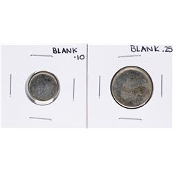 Set of Blank Clad Dime & Quarter Planchet Coin ERRORS