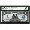 Image 1 : 1899 $1 Black Eagle Silver Certificate Note Fr.228 PMG About Uncirculated 55