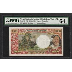 1969 Institut d'Edmission New Caledonia 1000 Francs Note PMG Choice Uncirculated