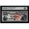 Image 1 : 1880 $10 Jackass Legal Tender Note Fr.107 PMG Gem Uncirculated 65 Great Color