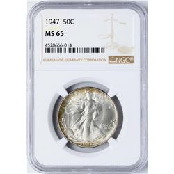 1947 Walking Liberty Half Dollar Coin NGC MS65
