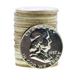 Roll of (20) 1957 Proof Franklin Half Dollar Coins