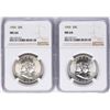 Image 1 : Lot of (2) 1955 Franklin Half Dollar Coins NGC MS64
