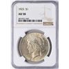 Image 1 : 1923 $1 Peace Silver Dollar Coin NGC AU58